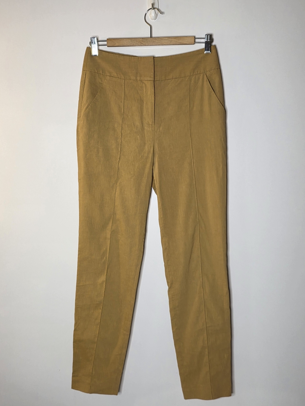 VERONICA BEARD Lago Stretch-linen blend Pants Camel casual tapered leg Size 4